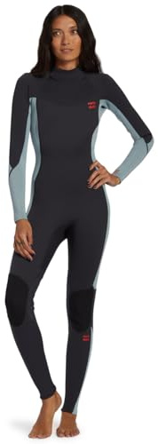 Billabong Damen Neoprenanzug aus Folie, 3/2 mm, Flatlock-Reißverschluss hinten, verwaschenes Schwarz – Retention mit Einer hochelastischen Kombination