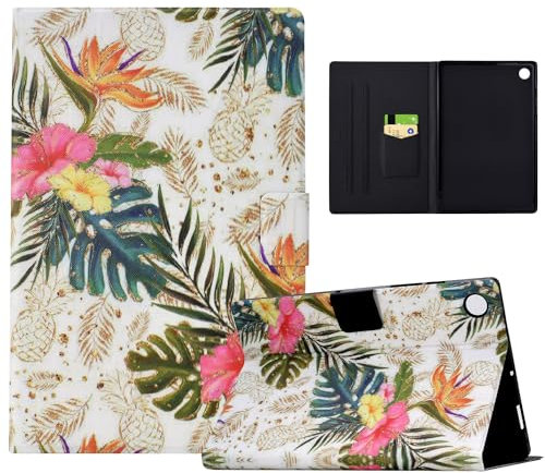 TEDTIKJT Cover per Tablet Lenovo Tab M10 Plus (3rd Gen) 10.61 2022(TB125FU/TB128FU) Pelle PU Cover con Supporto Bellissimi Motivi Dipinti Custodia per Lenovo Tab M10 Plus Gen 3,Ananas Dorato