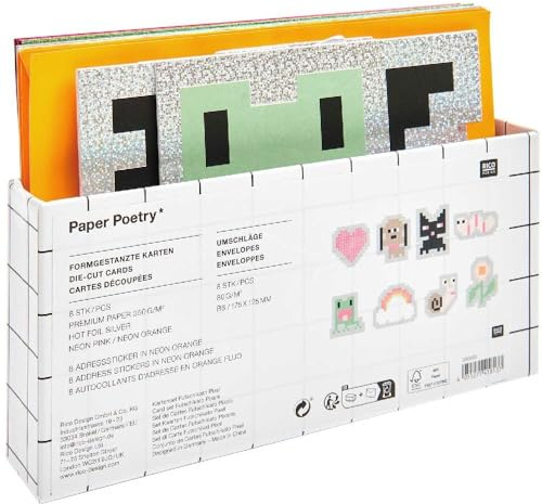 Kartenset Futschikato, formgestanzt, Pixel FSC MIX, 8 Karten 8 Umschläge