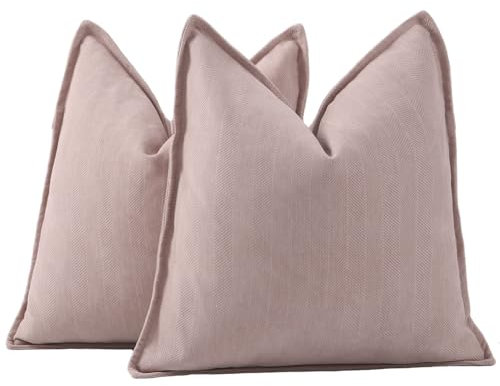 Madizz 2er Set Schlicht Chenille Kissenbezügen Weiche dekorative Kissenbezüge für Sofa Schlafzimmer Kissenhülle Rosa 40x40 cm Quadrat