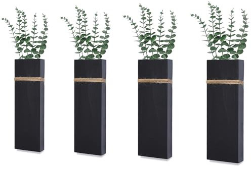 Wand-Pflanzgefäße für Zimmerpflanzen, 4 Stück, Wandvasen aus Holz für getrocknete Blumen und künstliche Pflanzen, moderne Bauernhaus-Holzvase für Wohnzimmer, Schlafzimmer, Küche, Wanddekorationen -