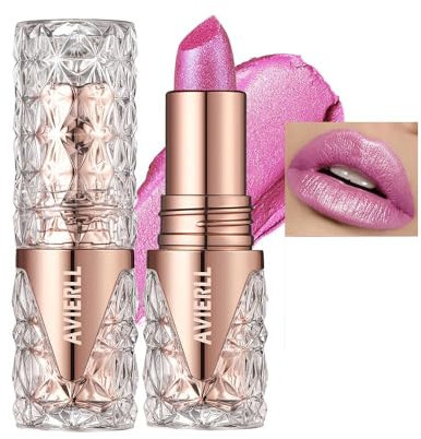 Rose Shimmer Lipstick for Women Moisture Tinted Glitter Lip Balm, Long Lasting Waterproof Pearl lip gloss Lustrous Finish, Creamy Formula,lightweight texture 04