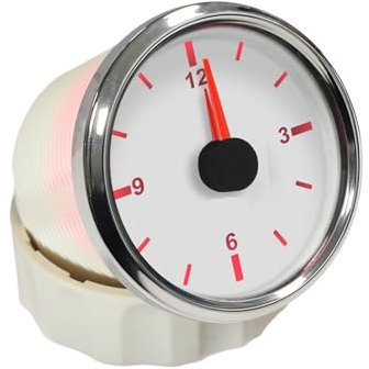 Universal Auto Boot Uhr 12V 24V Mit Rot Hintergrundbeleuchtung 52mm Runde Auto Yacht Zubehör 12 Stunde für Messgeräte für Marinefahrzeuge, Ersatz(Noir)