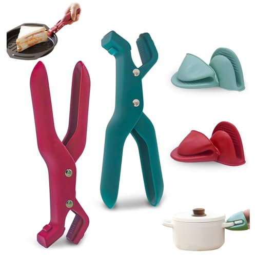 TBWBEC 2 soportes multiusos para cuencos, clip antiquemaduras, para cocina, antiescaldaduras, soporte para cuencos con guante de silicona para horno, mango antideslizante, pinzas para cuencos y platos