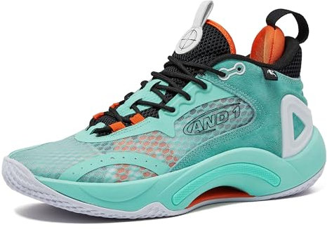 AND1 Basketball Shoes for Women and Men, High Top Men’s Basketball Shoes - Womens Basketball Sneakers Size 6 to 16, Teal / Schwarz, 7 Women/5.5 Men