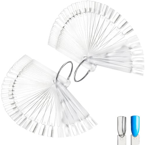 100 PCS Clear Nail Swatches | Round-Shaped Nail Swatch Sticks | Perfect for Nail Art Display and Color Comparison | Reusable and Durable Plastic