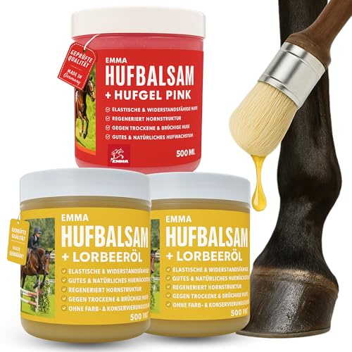 Huffett Horses + Hoof Gel Pink 3 x 500 ml Hoof Care for Horses with Laurel Oil I Hoof Balm I Hoof Cream Strong Hooves I Hoof Festival I Laurel Hoof Ointment Against Cracked Hooves I Dry Hooves & Jet