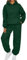 Damen Jogginganzug Set Casual Trainingsanzug Sets Jogger Sportanzug Set Zweiteiler Outfit Einfarbig 2 Stück Anzug Set Freizeitanzug Damen Elegant Sportkleidung Frauen Set Deals(3-Dark Green,XL)