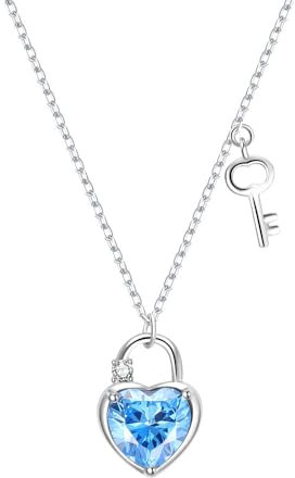 GOUWO Herzförmiger Schlossschlüssel Damen Anhänger Halskette 925 Sterling Silber Herz Wassertropfen Anhänger Halskette Weihnachten Valentinstag Partys Hochzeitstag Jahrestag Geburtstag Schmuck