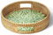 HOMESTEAD 100% Handmade Round Rattan Tray with Built-In Handles and Mother of Pearl Inlay, Rattan Serving Tray, Coffee Tray, Decorative Wicker Tray for Home Decor.