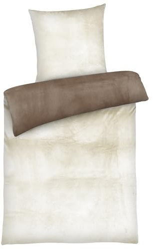 Carpe Sonno - Plüsch Bettwäsche 155x220 Cashmere Touch Weich & Warm - Kuschelige Winterbettwäsche 155x220 - Teddy Kuschelbettwäsche flauschig - Flauschige Bettwäsche Winter - Creme Braun