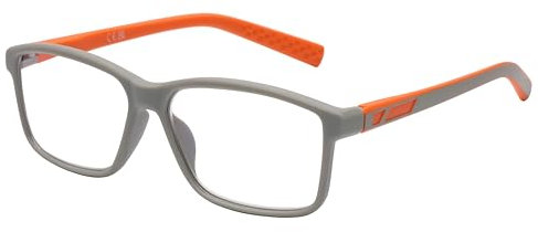 DOOViC Blue Light Blocking Reading Glasses Grey +3.50 Rectangular Orange Arms Computer Readers Glasses for Men/Women