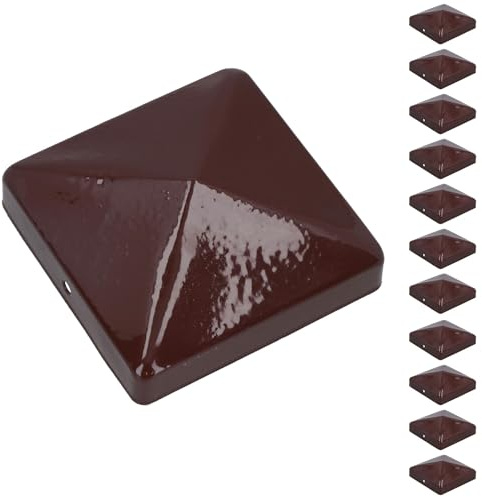 Metal Fence Post Caps for Fence Posts 75mm x 75mm Protector Cover Brown 12pc
