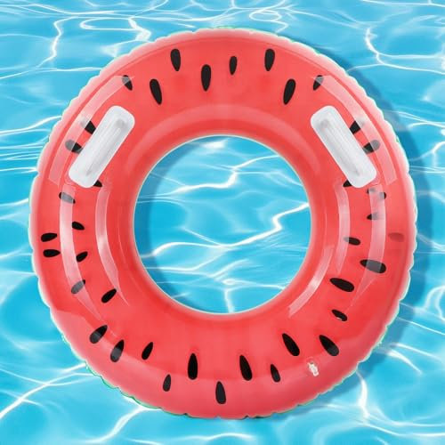 Anello da Nuoto per Adulti, Doppia Maniglia Salvagente Gonfiabile, Galleggiante Gonfiabile per Bambini, Anguria Giocattolo Galleggiante per Piscina e Mare,Regali per Bambini