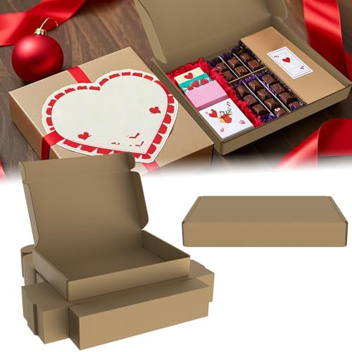 YARDIN 32x22x5cm Versandkarton, 20-er Kartons Päckchen Recycelbar, Flache Karton Box, bücherkartons Mailer Boxen aus Wellpappe, Faltschachtel für Postversand, Verpackung(Braun, Größe Groß)