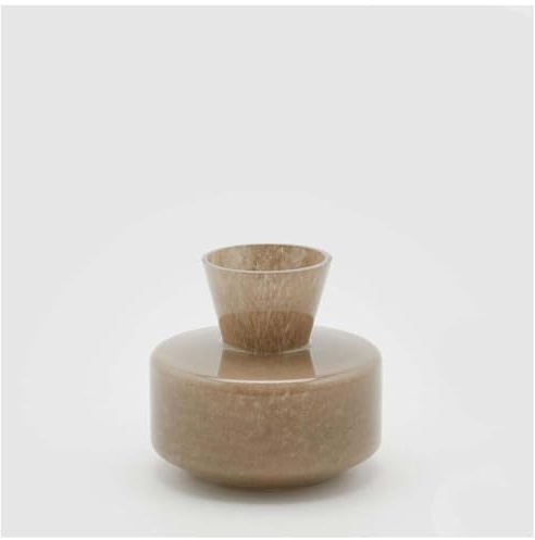 EDG Enzo de Gasperi Runde Glasvase für den Innenbereich mit Hals, Blumen- oder Pflanzenhalter D16xH15 cm 2 Varianten (1Stk) NOCCIOLA