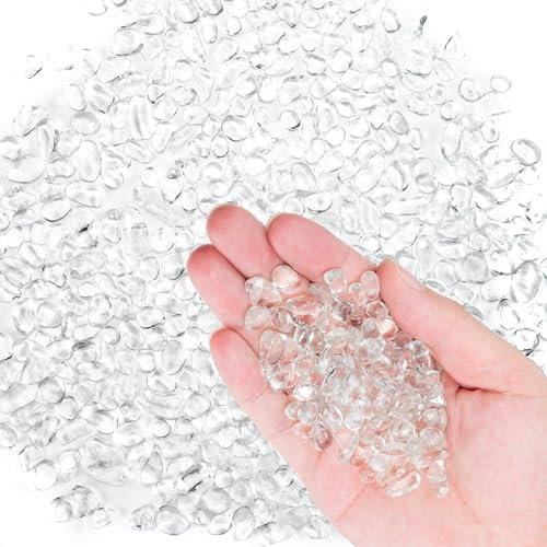 Pierres de Verre,0.44 kg Gravier d’Aquarium,Gravier d’Aquarium pour Décorations d’Aquarium et Réservoir de Tortues,Cristaux de Pierres de Verre pour Bocal à Poissons,Remplissage de Vase,Transparent