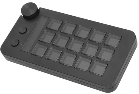 Zunate Stream Control Deck, 15 Macro Keys AIO Keypad for Streaming Stream Controller Customizable Visual Keyboard Trigger Actions in OBS/Twitch/YouTube/Streamlabs Software for PC (Black)