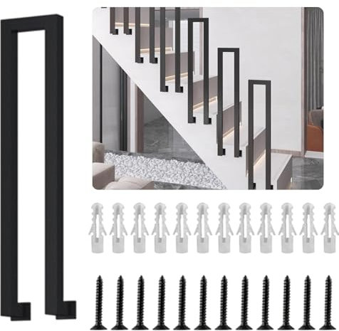 DELONGKE Treppengeländer Innen, U Förmiger Handlauf Geländer Treppe,Handlaufhalter, Stiegengeländer Nordic Modern Handlauf für Villen Balkone Flure Wohnungen (Seite-Schwarz, 110CM)