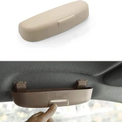 WPNCIMDA Auto Porta Occhiali per Fiat Panda 2013-2015, Custodie Occhiali Custodia per da Sole Multifunzione Organizzatore Accessori per Auto, Beige