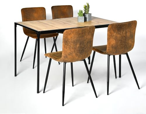 39F Furniture Dream Rechteckige Essgruppe mit 4 Stühlen - Set mit 4 Stühlen mit Küchentisch und Esszimmer