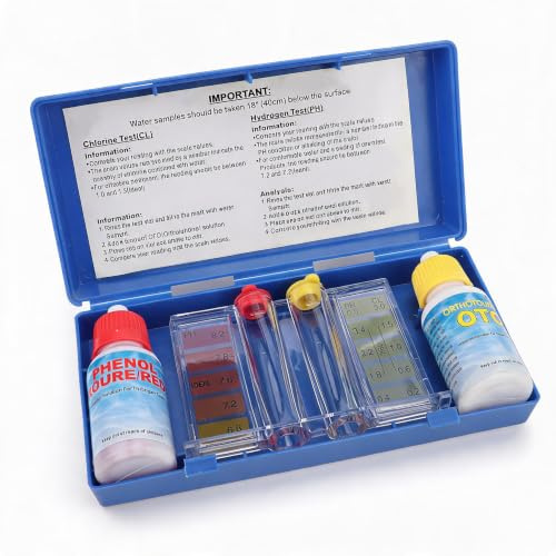 Piscine Spa Kit de Test Chimique D'eau, Kit de Test D'eau pour Piscine adapté à la Piscine Est livré avec une Boîte D'essai de qualité de L'eau, un Test D'hydrogène, une Analyse