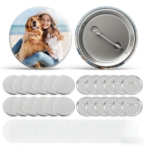 60 Stück Button Rohlinge 58 mm Blanko für Buttons Selber Weißblech | Machen Nadeln Anstecknadeln und Anstecker Selbst Gestalten DIY für Kleidung und Taschen Pin-Maschine Nicht Enthalten