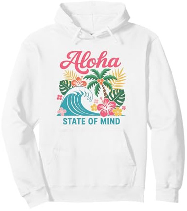 Aloha State of Mind Hawaii-Strand-Palme, Retro-Design, für Damen Pullover Hoodie