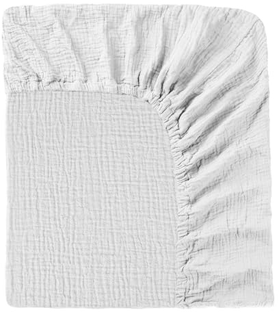 Spannbettlaken Babybett 60x120-70x140cm, 100% Baumwolle Musselin Baby Spannbetttuch mit Rundumgummi, Weich und Atmungsaktiv Babybettlaken für Kinderbett Gitterbett Beistellbett