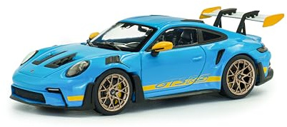 Solido Porsche 911 992 GT3 RS Bergmeister Tribute 2023 - Diecast Modellauto, moderner Rennsport 911 mit großem Heckflügel, detailgetreue Aerodynamik und Sportfelgen, Riviera blau, 1:43