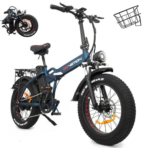 Drvetion E-Bike Klapprad 20 Zoll Fatbike herausnehmbarer 48V Akku Pedelec | elektrofahrrad leicht 20Ah/15AH 25km/h 250W 100NM 100-130km Reichweite 7 Gang Schaltung Pendelfahrten in Stadt IP65 AT20PRO