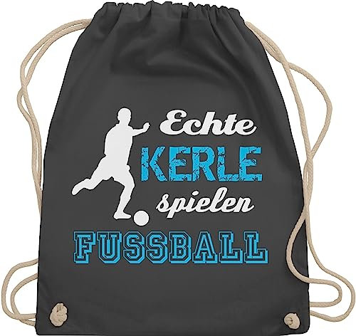 Shirtracer Turnbeutel Rucksack - Fussball EM 2024 - Echte Kerle spielen Fußball - Unisize - Dunkelgrau - fußball-rucksack fussballer für stoffbeutel fussballrucksack fußballer sprüch beutel