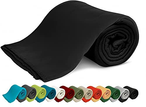 KiGATEX Polar-Fleecedecke – 130 x 160 cm – Oeko-TEX Standard 100 Zertifiziert – Kuschelige Fleece-Decke für innen & außen – Pflegeleicht als Sofa-, Sommer-, Hunde- oder Tagesdecke – Schwarz