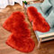 WIONE Lammfell Teppich Schaffell Lammfellimitat Schaffellimitat Wollteppich Faux Teppich Kunstfell Nachahmung Wolle Bettvorleger Sofa Matte Longhair Fell Rotes doppeltes Herz 60 * 120cm