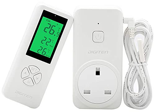 DIGITEN WTC200 Wireless Thermostat - Remote Control Heating Mat Temperature Controller Outlet for Greenhouse, Homebrewing, Reptiles, Fermentation - Heating Cooling Mode