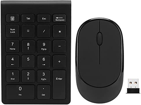 Denash Combo Tastierino Numerico e Mouse Wireless, Set di Tastierino Numerico e Mouse USB Wireless Ultra Sottile 2.4G 22 Tasti Portatile per Notebook