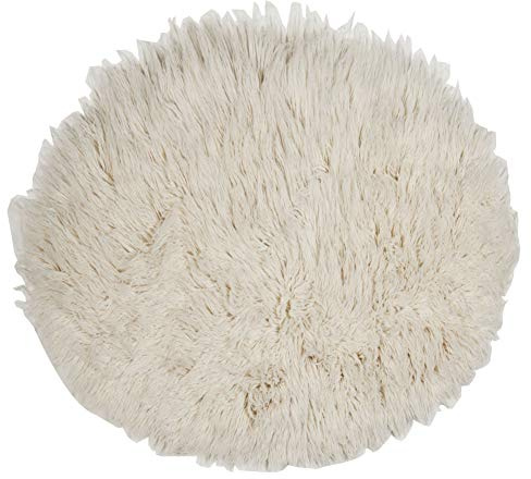 Theko | Runder Flokati Teppich aus 100% Schurwolle nachhaltiger Teppich FLOKOS 1250 | handgewebt | Farbe: Natur | 100 cm
