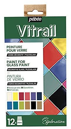 Pebeo VITRAIL Explorer Set, Assorted, 20 ml (Pack of 12)