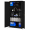 Jan Nowak Aktenschrank C001H Büroschrank Metallschrank Stahlschrank Werkzeugschrank Stahlblech Pulverbeschichtet Flügeltürschrank Abschließbar 195 cm x 90 cm x 40 cm (schwarz/schwarz)