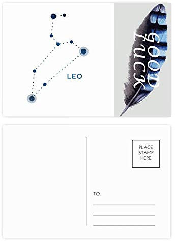 Sternbild Löwe, Sternzeichen, Glücksfeder, Postkarten-Set, Dankeskarte, 20 Stück