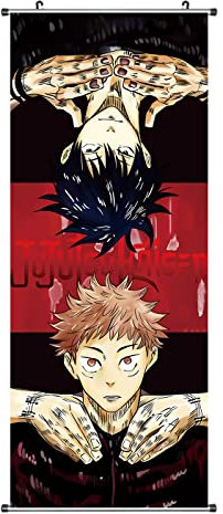 Großes Jujutsu Kaisen Rollbild | Kakemono aus Stoff | Poster 100x40cm | Motiv: Yuji & Megumi