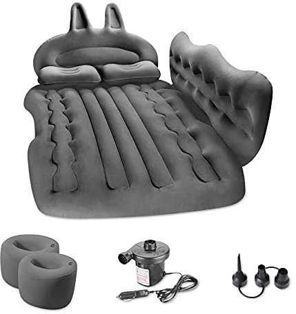 Ergocar Voiture Matelas Gonflable Universel SUV MPV Multifonctionnel Pliant Matelas Pneumatique 2 Personnes Matelas Gonflable Electrique Pompe Camping Piscine Plage Voyages(R-Noir)