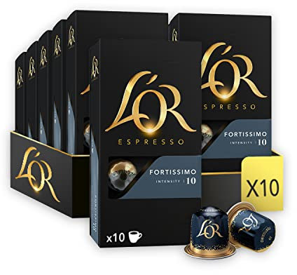 L'Or Espresso Café - 100 Capsules Fortissimo n° 10 - compatibles Nespresso®* (lot de 10 x 10)