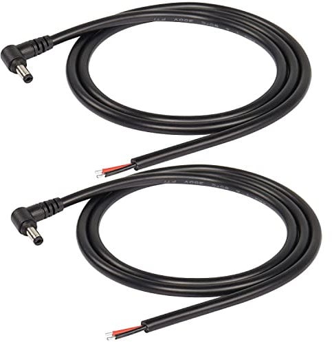 SinLoon - Paquete de 2 Cables de extensión de CC, 90 Grados CC, 5,5 mm x 2,1 mm, Enchufe Macho a Cable Desnudo, Fuente de alimentación de Extremo Abierto, Cable de reparación de Repuesto (3,3 pies)