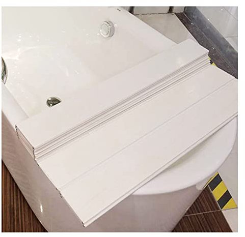 Badewannenwanne, PVC-Badisolierabdeckungen mit weißer Holzmaserung, klappbarer Lamellenverschluss für Badewannendeckel für die Duschkabine zu Hause, nimmt keinen Platz ein (Color : White, Size : 90X