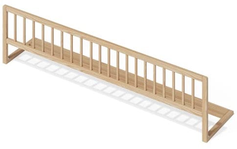 Bellabino Yuna Rausfallschutz – Kinder Bettschutzgitter 140 cm breit – aus Kiefer Massivholz Natur – klappbares Bettgitter für Kinderbett & Reisen – vormontierter Fallschutz für Kleinkinder & Babys