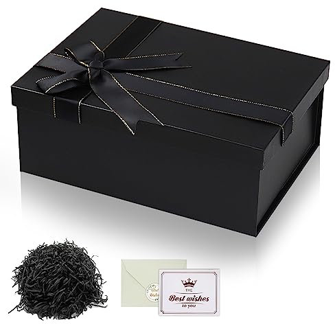 Geschenkboxen mit Deckel, Geschenkschachtel mit Deckel, Schwarz Geschenkbox mit Schleife, Rechteck Geschenkbox für Hochzeiten,Weihnachten,Geburtstage,Jubiläen Geschenkverpackung Box