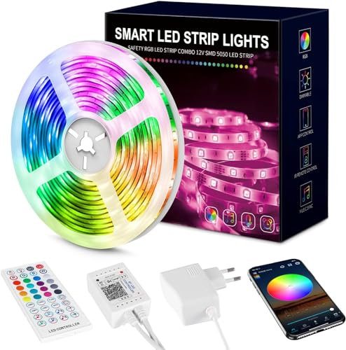Beaeet Ruban LED 15m, Bande LED 5050 RGB pour LED Chambre, avec Télécommande 40 Touches et Contrôle via APP Bluetooth, Idéal pour Noël, Mariage, Fête et Chambre (15m*1)