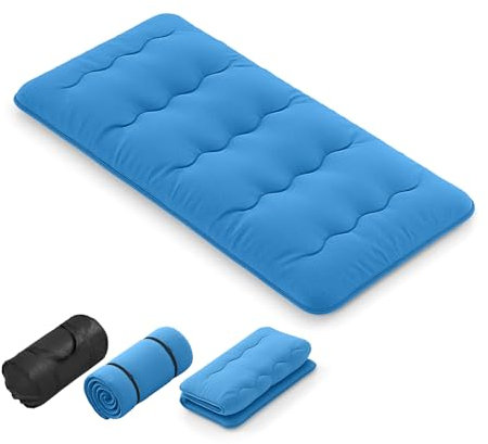 GOPLUS Bodenmatratze Tatami, Futon-Matratze mit waschbarem Bezug, Tatami-Matratze mit Tragetasche, Campingmatratze, gepolsterte Matratze für Schlafzimmer, Wohnzimmer & Camping (Blau, 200 x 90cm)