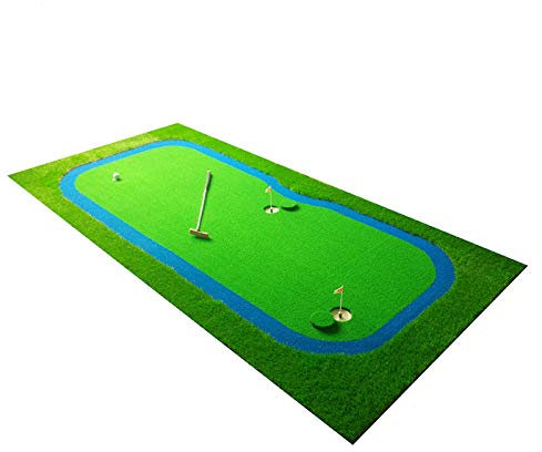 Golf Training Mat Indoor Outdoor Golf Set Ball Practice Mini Golf Putting Green With Return Tray Grass Pad Practicing Tool (Color : Green, Size : Medium)